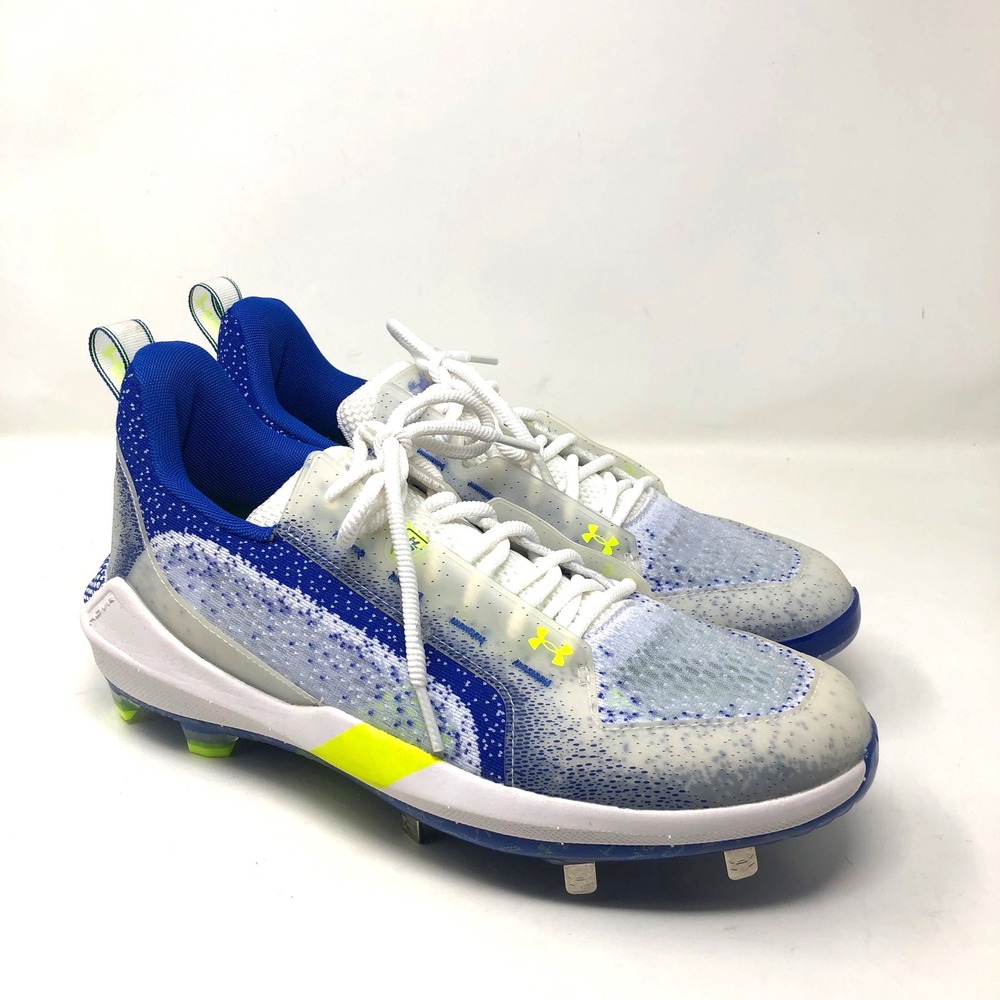 Under Armour UA Harper 6 Low ST Mens 10.5 White Blue Metal Baseball Cleats
